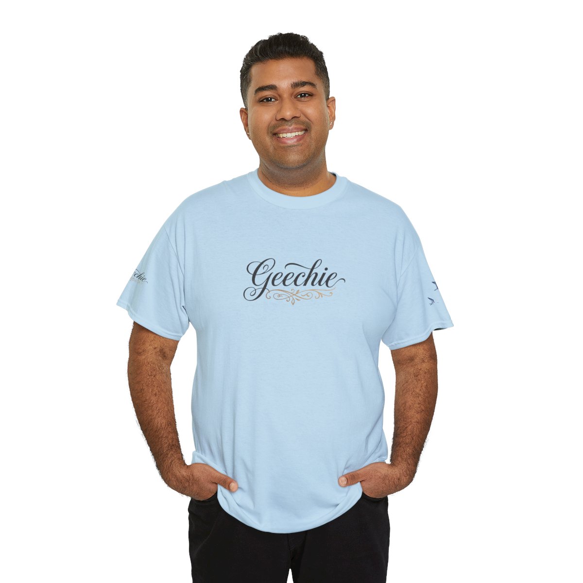 Geechie script logo Tee | Southern slang cursive design, white t-shirt mockup 8