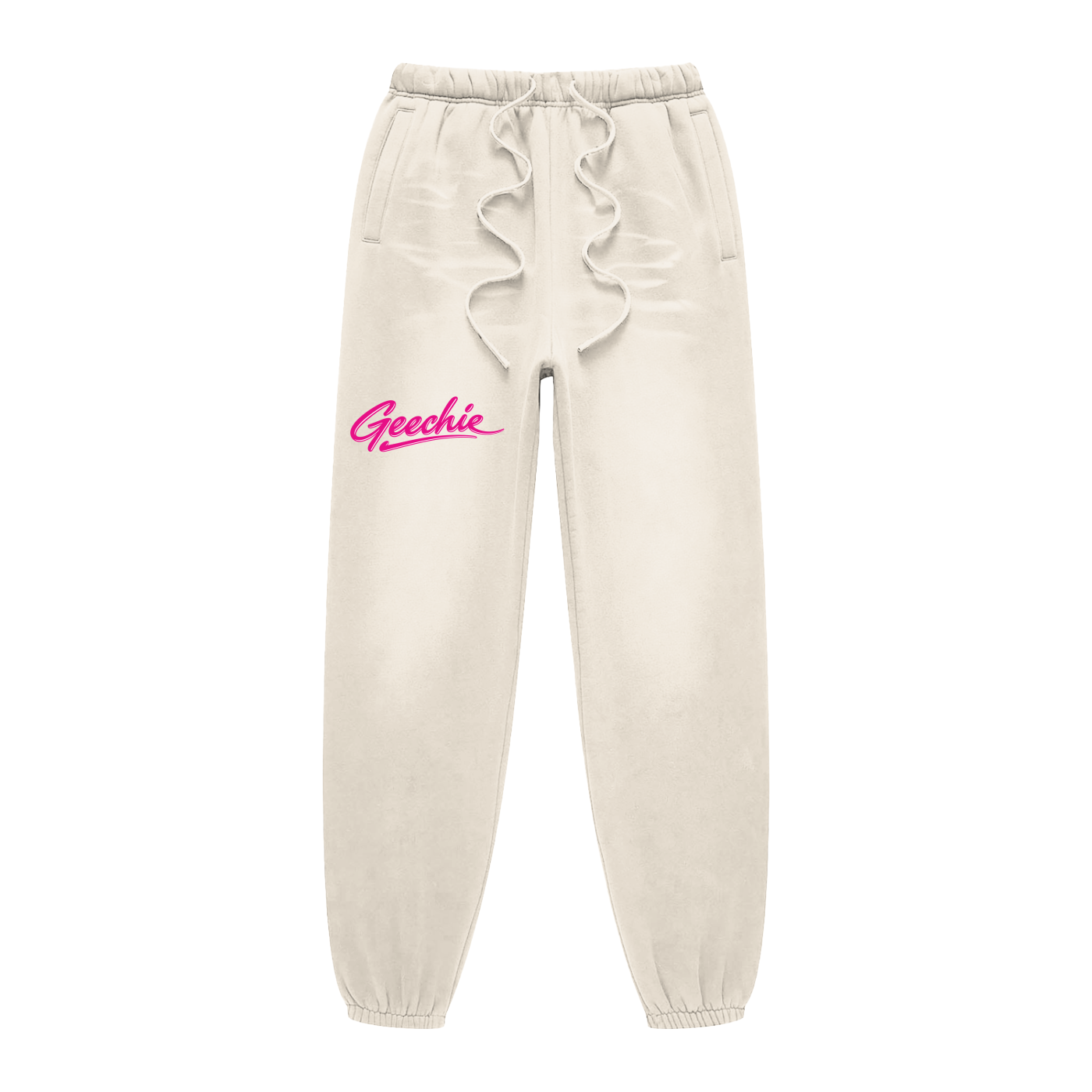 GEECHIE Sunfade Fleeced Sweatpants — Cream color mockup 1