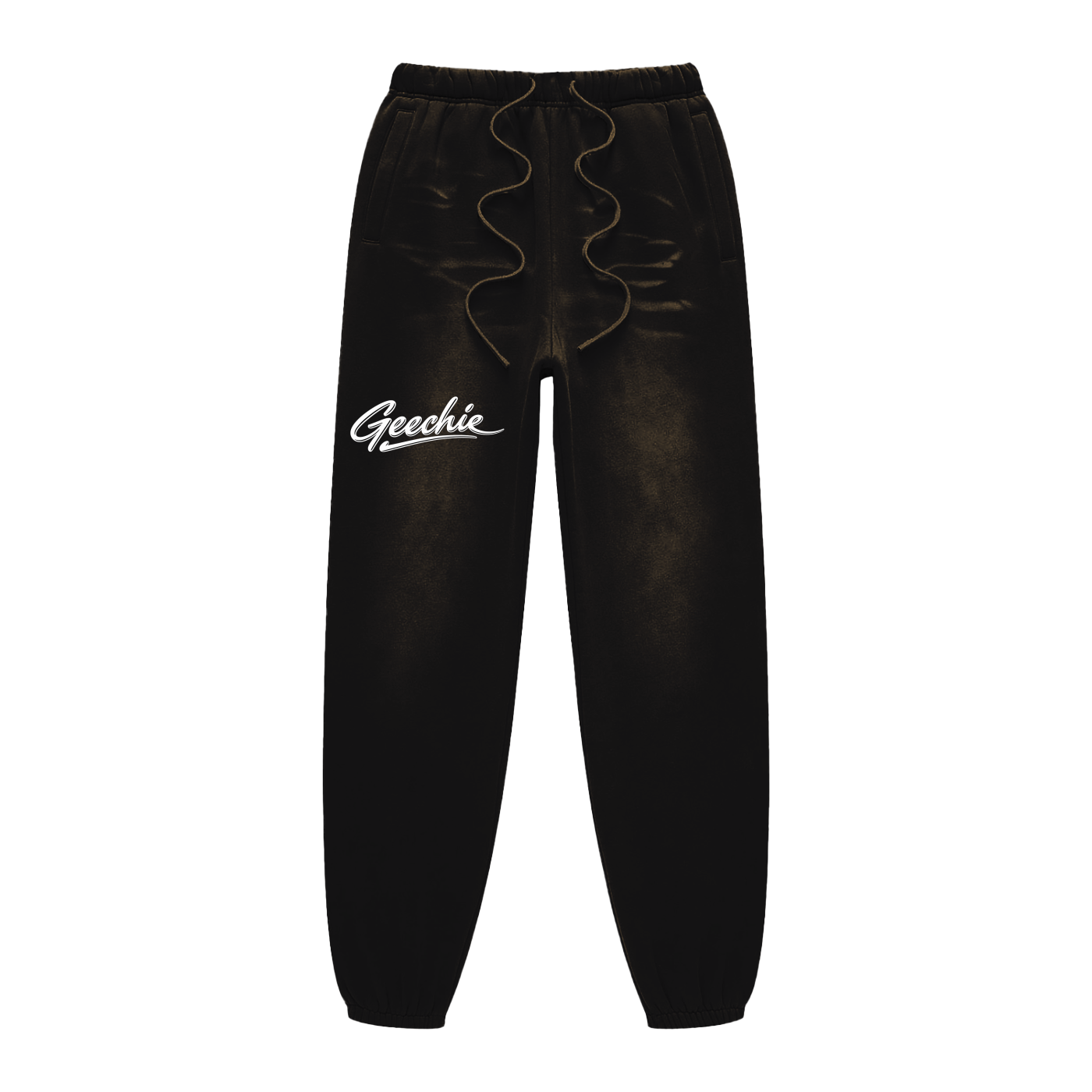 GEECHIE Sunfade Fleeced Sweatpants — Black color mockup 5