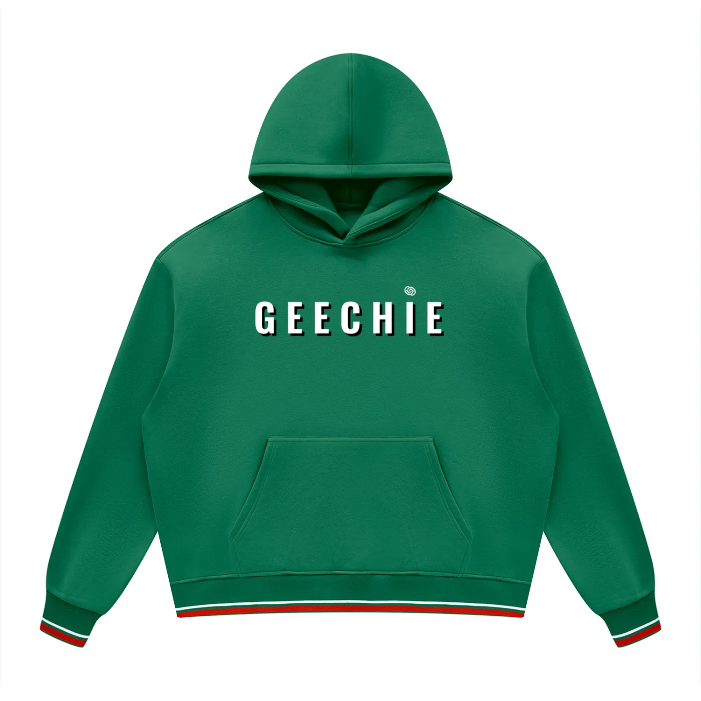 GEECHIE Unisex Oversized Color Block Fleece Hoodie — Green color mockup 7
