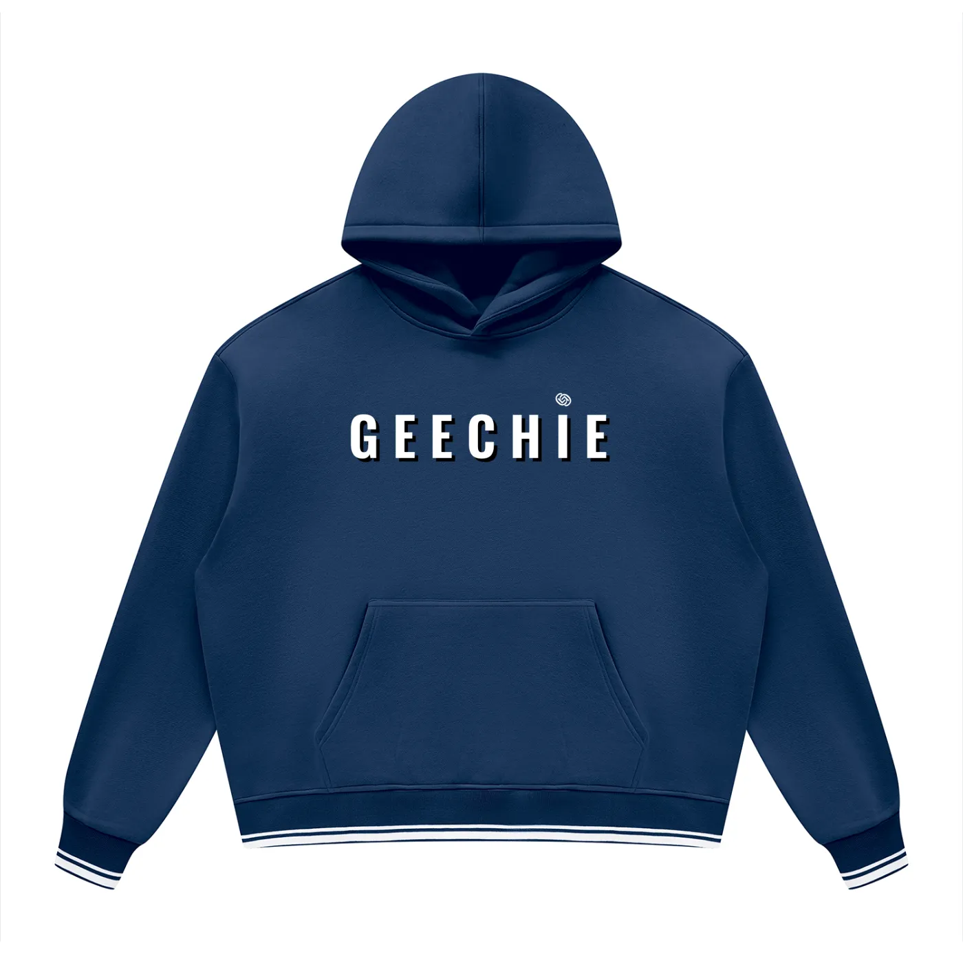 GEECHIE Unisex Oversized Color Block Fleece Hoodie — Blue color mockup 9