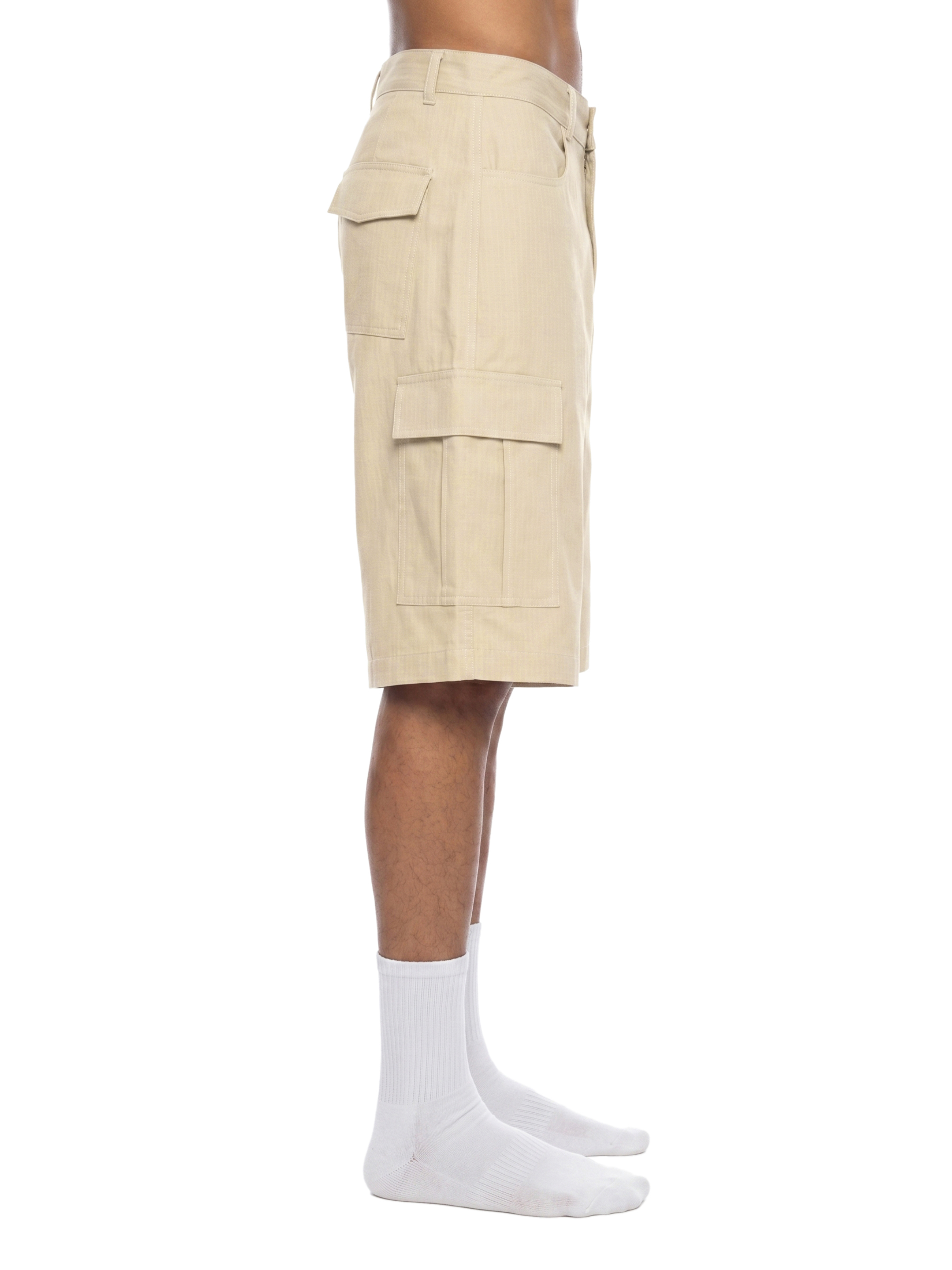 GEECHIE Unisex Woven Cargo Shorts — Cream color mockup 6