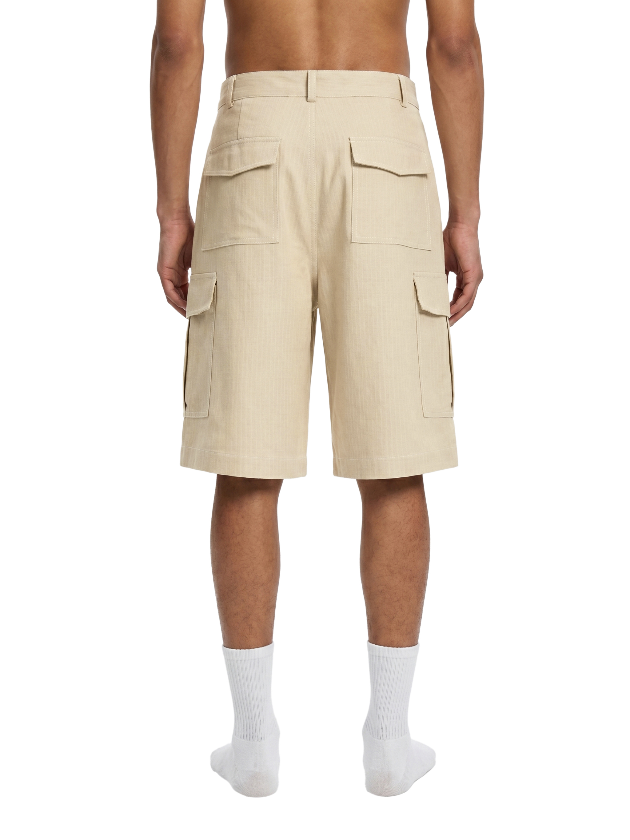 GEECHIE Unisex Woven Cargo Shorts — Cream color mockup 7