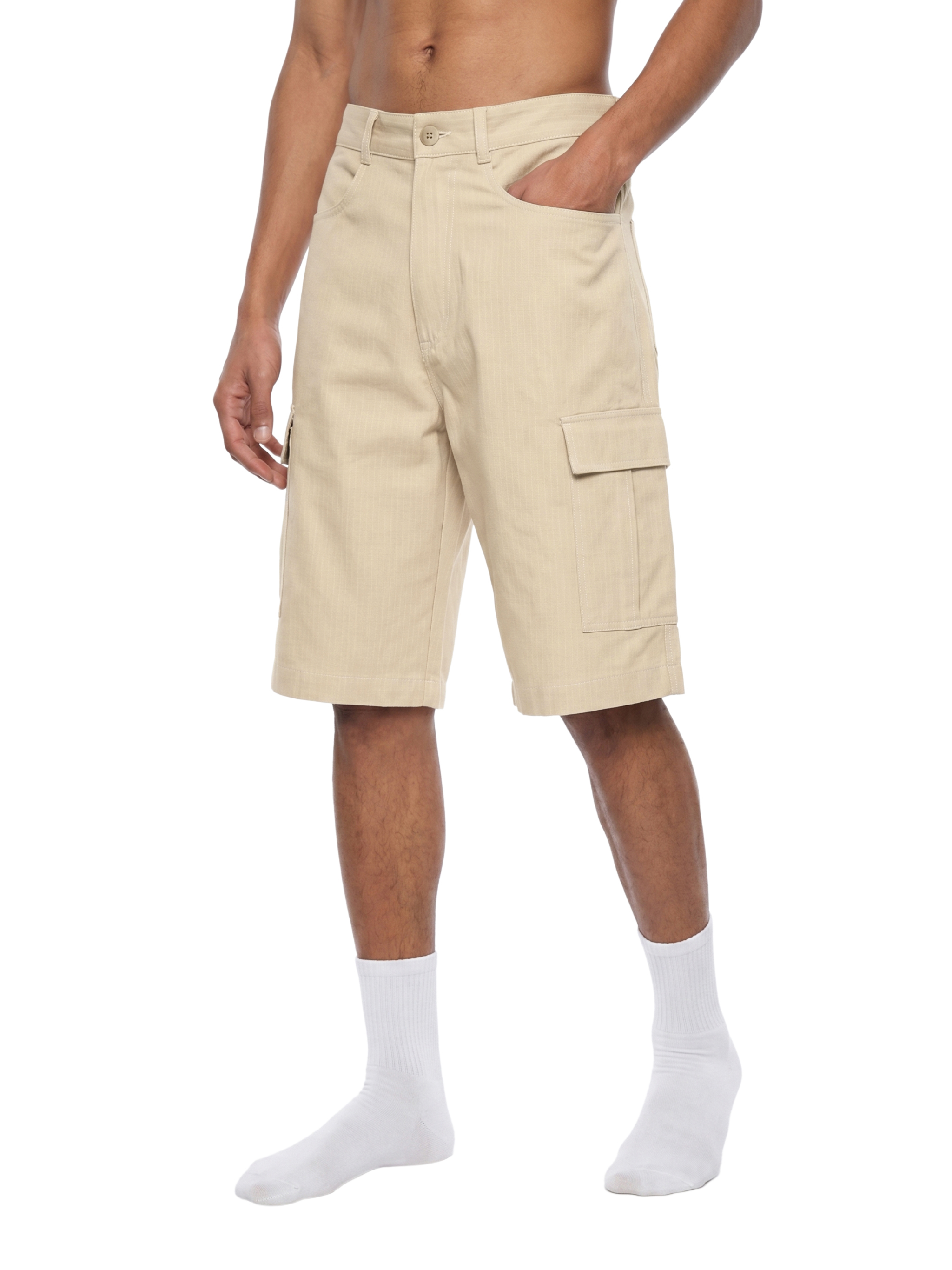 GEECHIE Unisex Woven Cargo Shorts — Cream color mockup 8