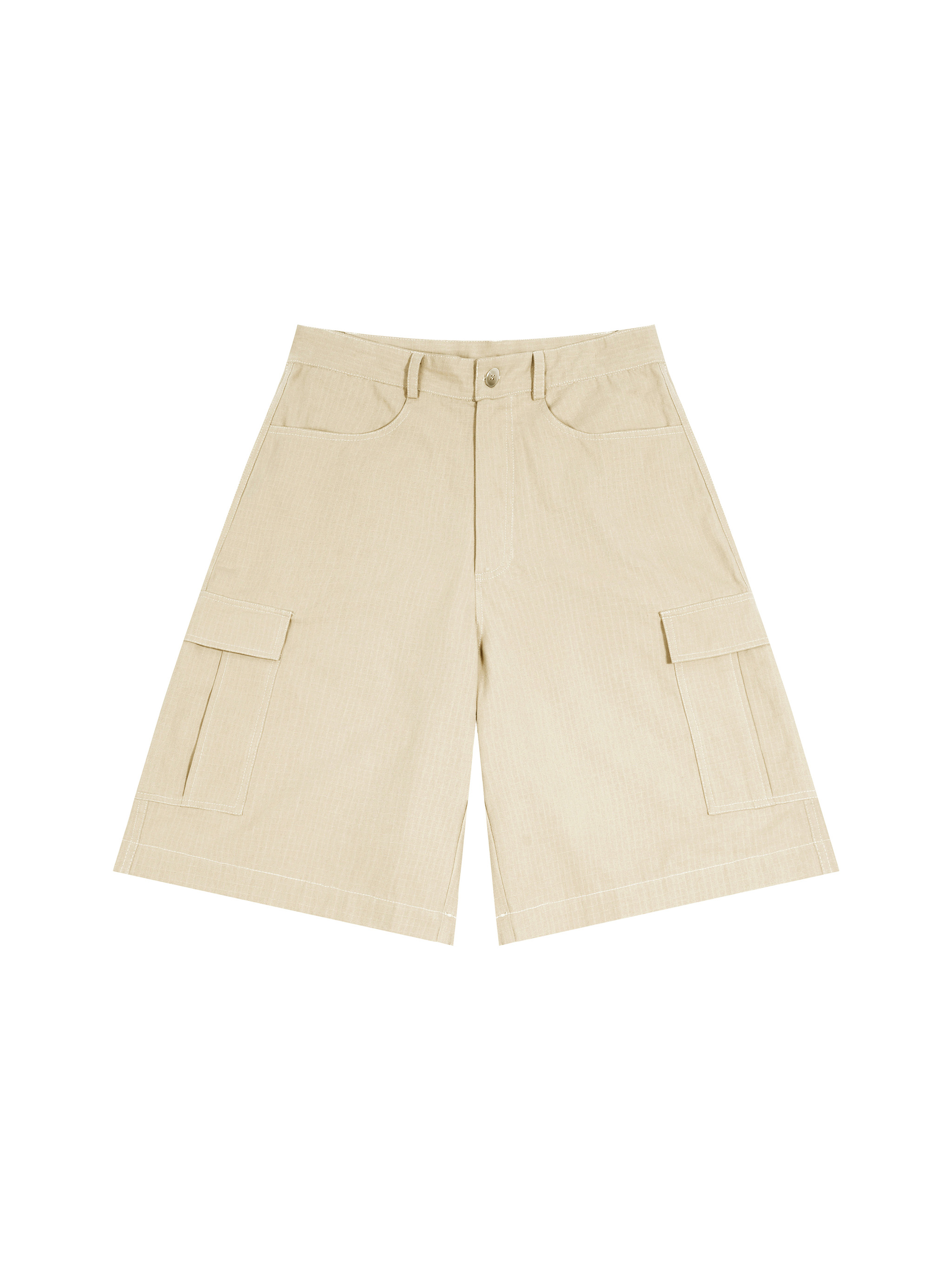 GEECHIE Unisex Woven Cargo Shorts — Cream color mockup 3