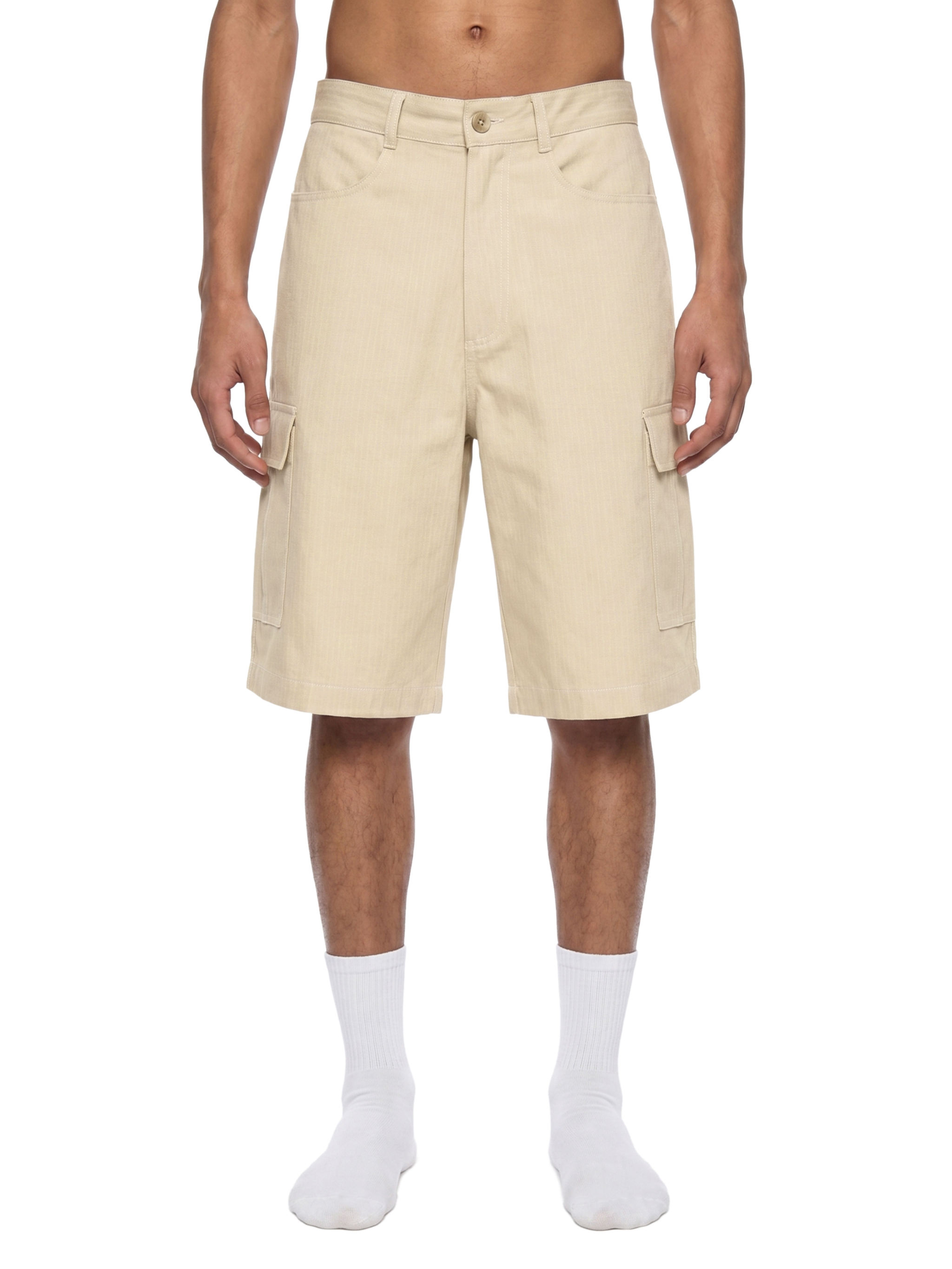 GEECHIE Unisex Woven Cargo Shorts — Cream color mockup 5