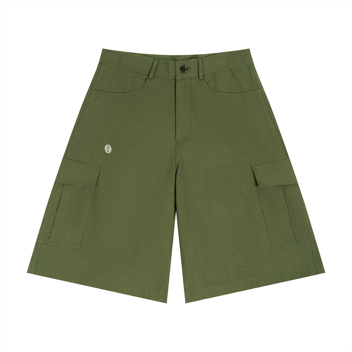 GEECHIE Unisex Woven Cargo Shorts — Olive Green color mockup 10