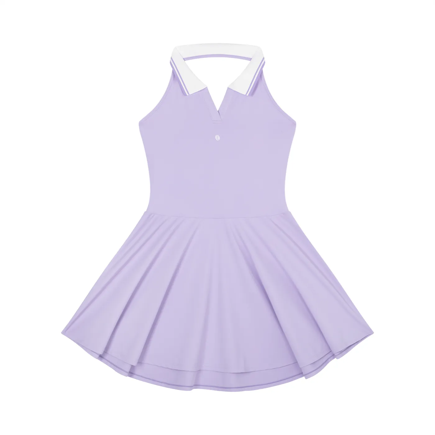 GEECHIE Women's Collared Halter A-Line Tennis Dress — Ivory color mockup 3