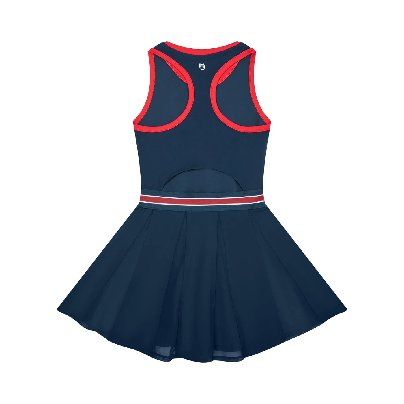 GEECHIE Women's Color Block A-Line Sleeveless Dress — Blue color mockup 4