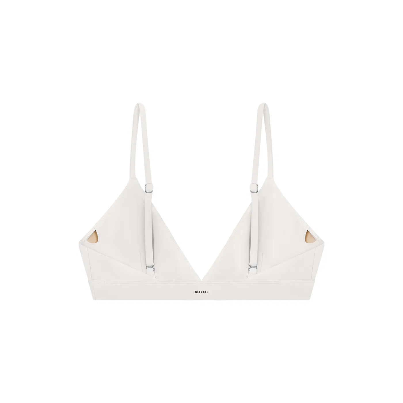 GEECHIE Women’s Cropped V-Neck Sports Bra — White color mockup 2