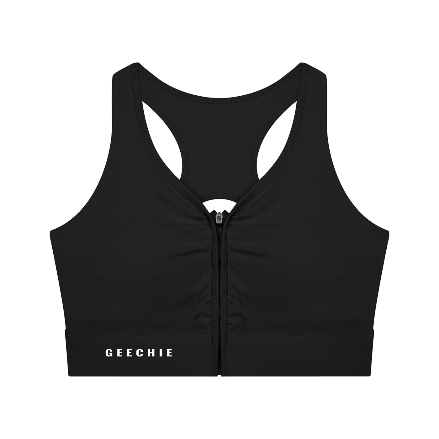 GEECHIE Women’s Cropped Zip Yoga Sports Bra — Standard color mockup 2