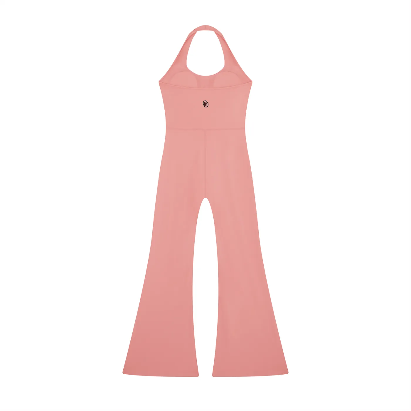 GEECHIE Women’s Halter Flared Jumpsuit — Red color mockup 4