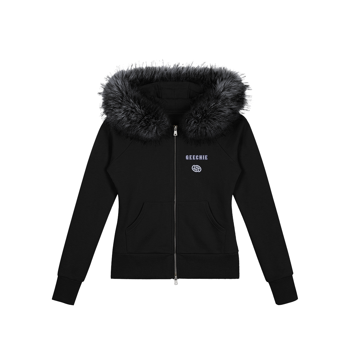 GEECHIE Women’s Faux Fur Embroidered Full-Zip Hoodie alternate product view.