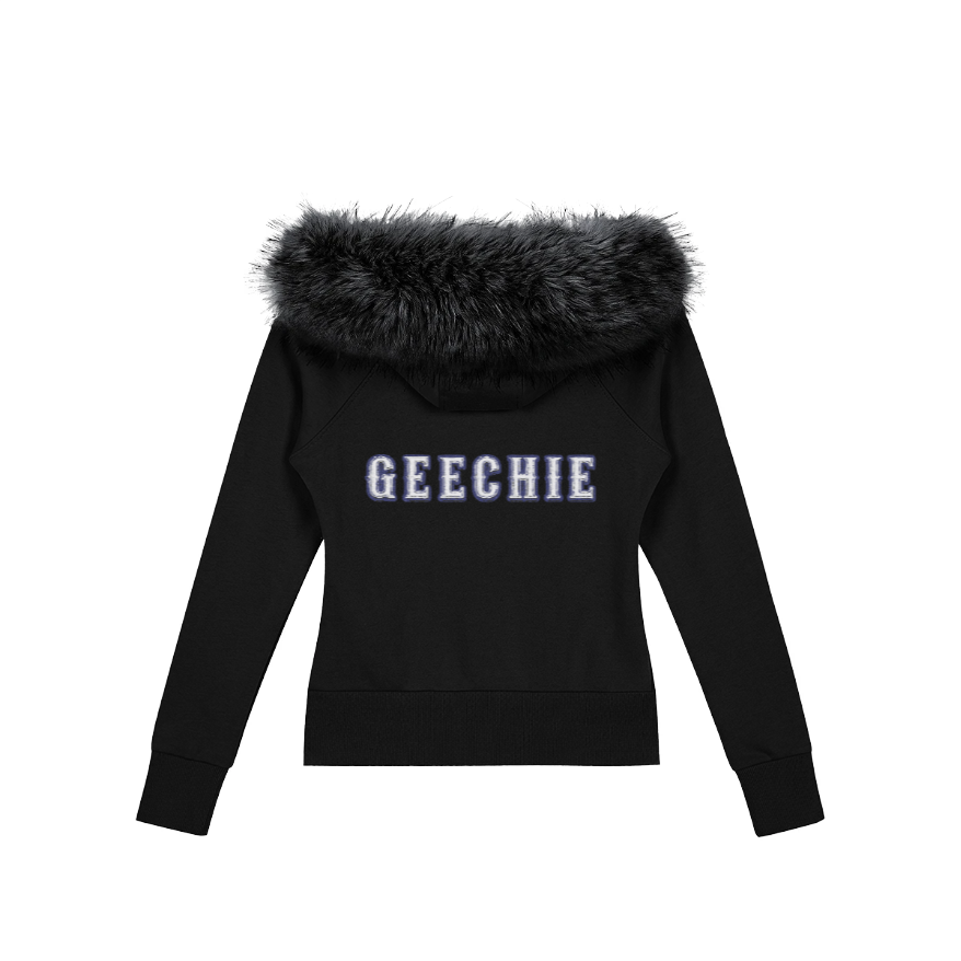 GEECHIE Women’s Faux Fur Embroidered Full-Zip Hoodie