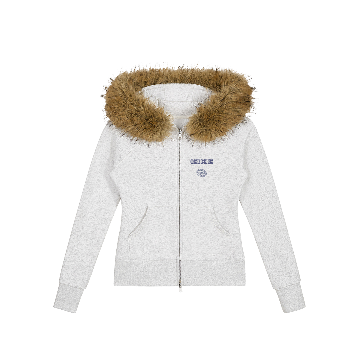 GEECHIE Women’s Faux Fur Embroidered Full-Zip Hoodie alternate color view.