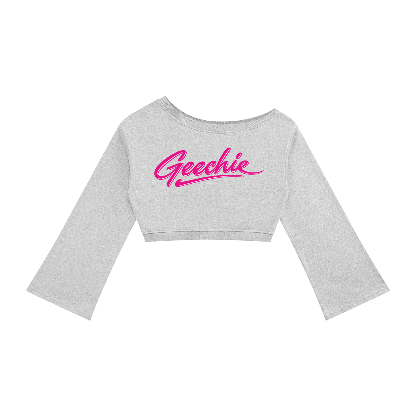 GEECHIE Women’s Off-Shoulder Sweatshirt — Light Gray color mockup 1