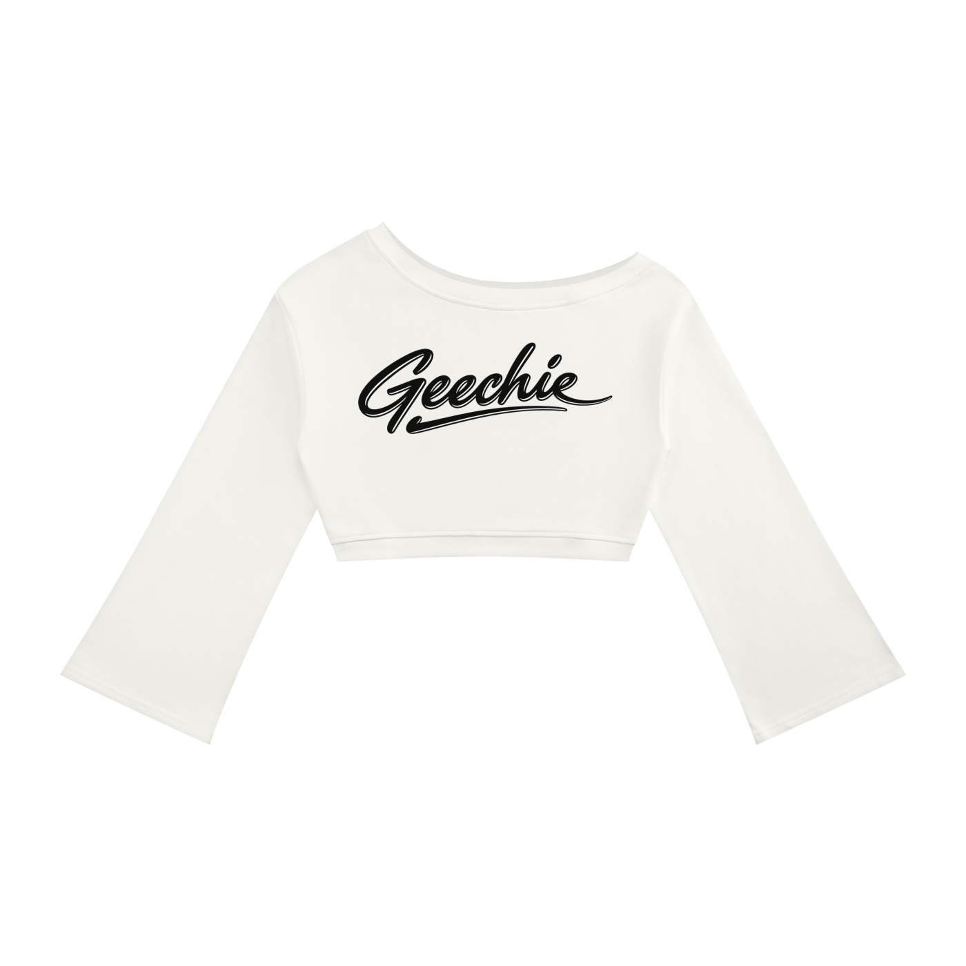 GEECHIE Women’s Off-Shoulder Sweatshirt — White color mockup 3