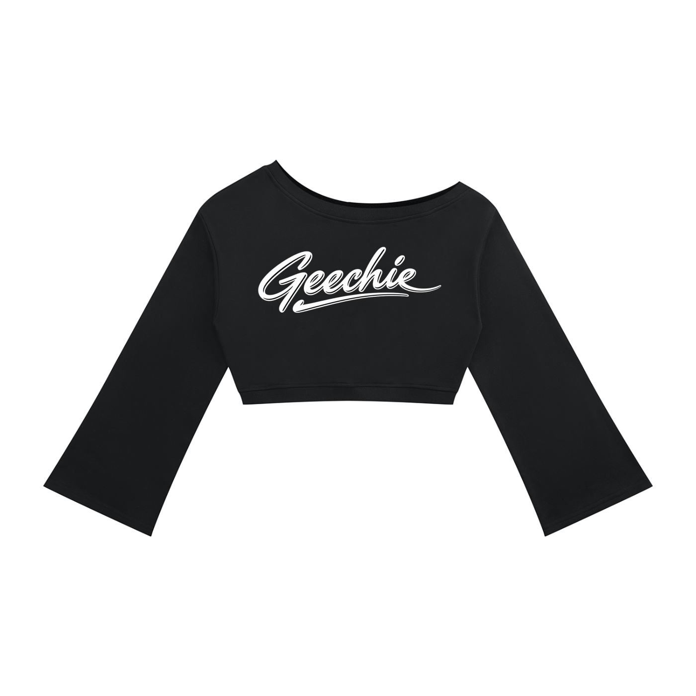 GEECHIE Women’s Off-Shoulder Sweatshirt — Black color mockup 5
