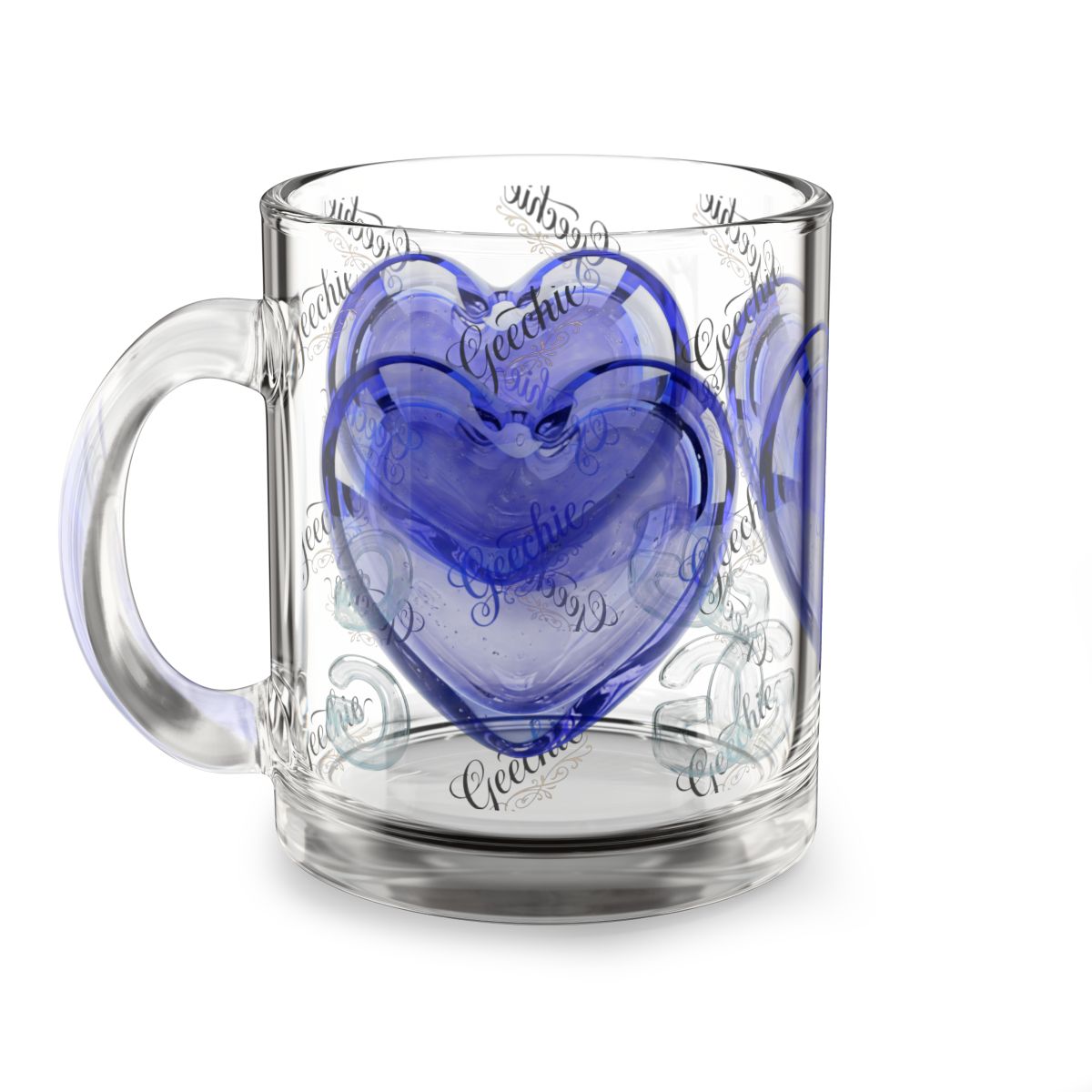 Gullah Geechee | Delft Bleu Heart Glass Mug (10 oz) mockup 2