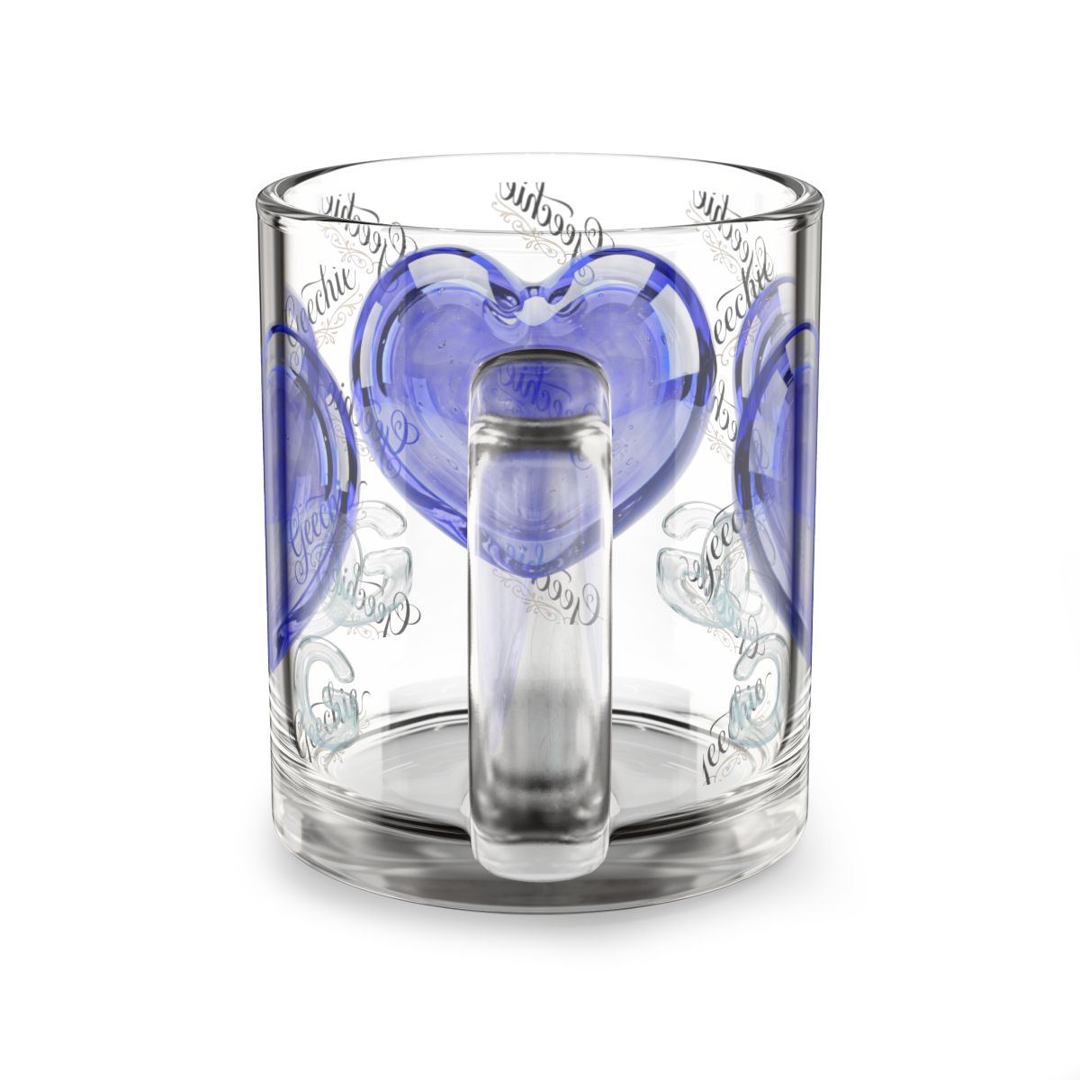 Gullah Geechee | Delft Bleu Heart Glass Mug (10 oz) mockup 3