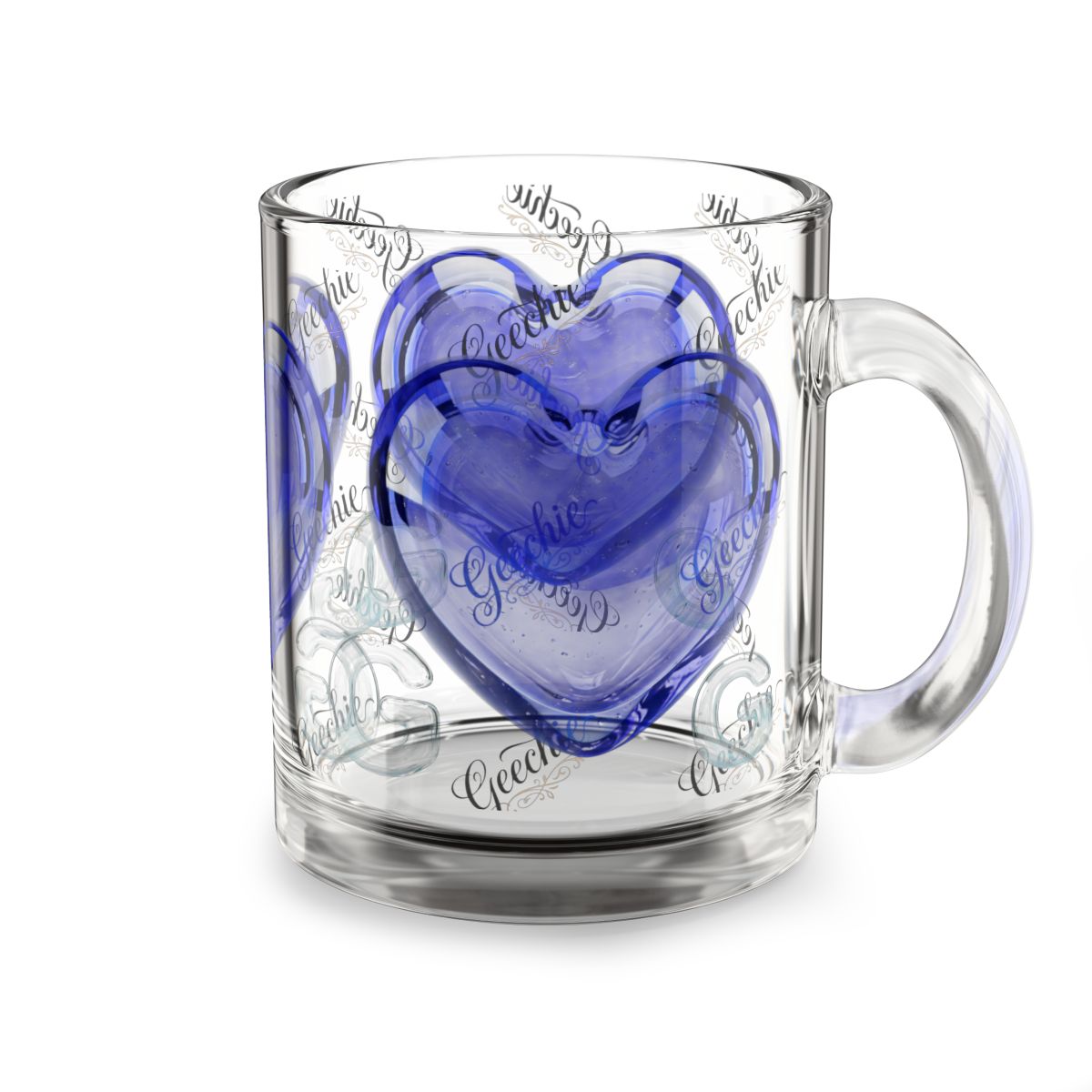 Gullah Geechee | Delft Bleu Heart Glass Mug (10 oz) mockup 4