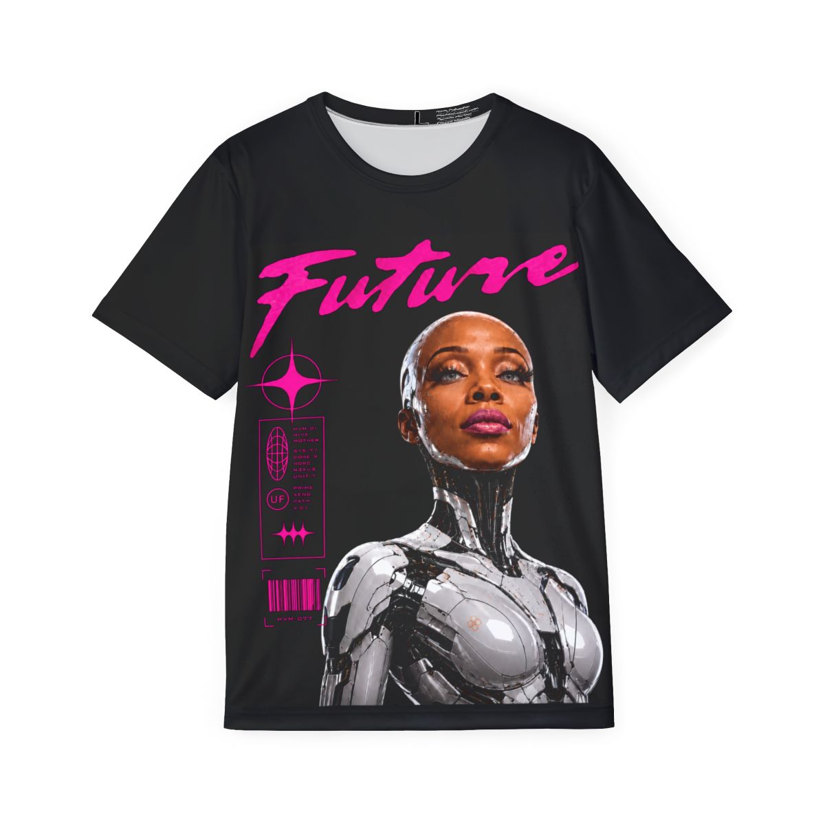 Hive Mother Future Cyborg Tee | Futuristic Black Woman Robot Graphic mockup 2
