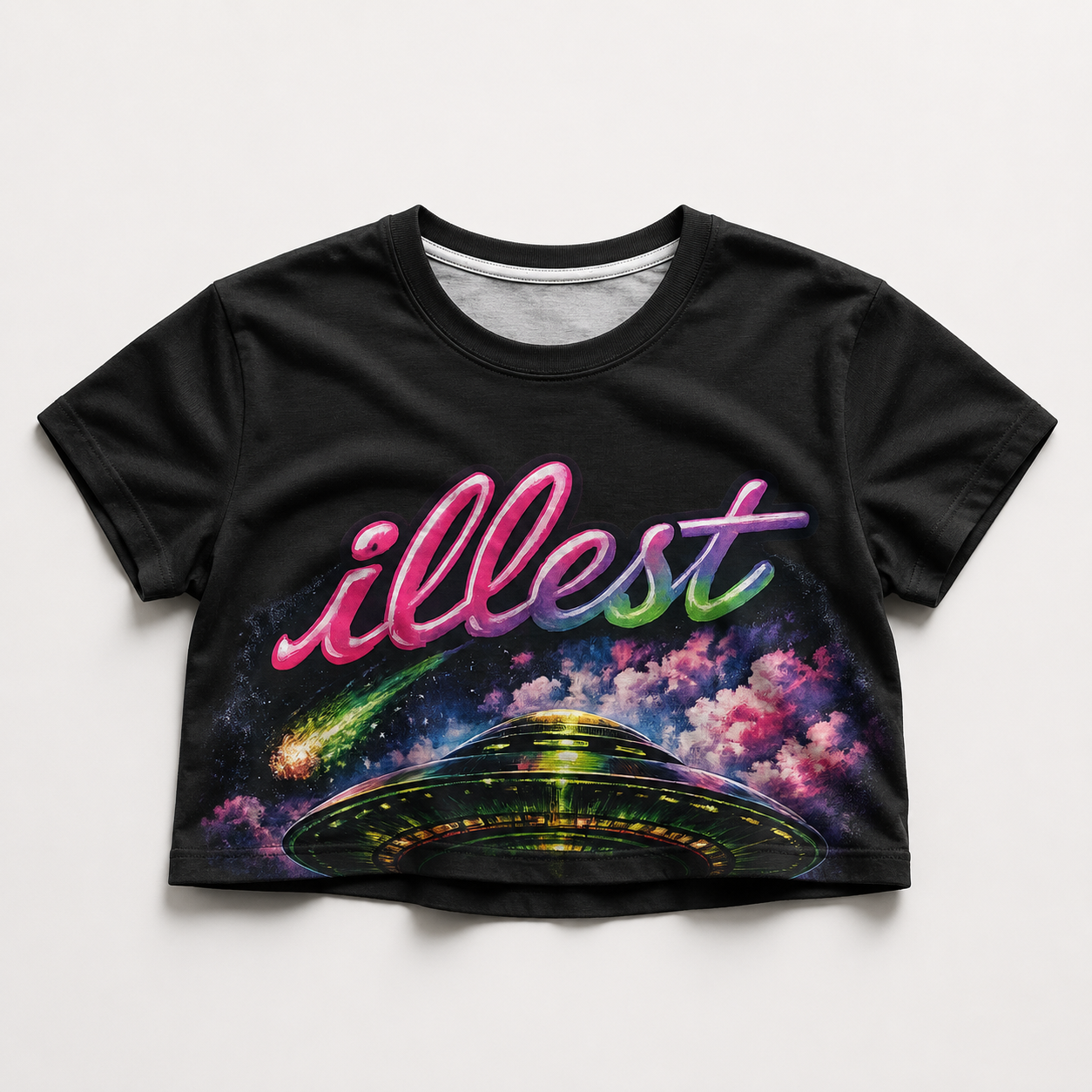 Illest Philadelphia UFO Crop Top | Neon Alien Graphic