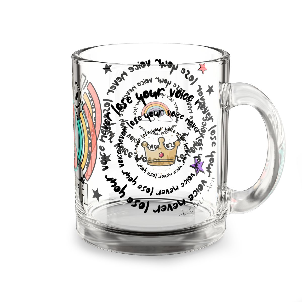 "Loud Mouth" Never Lose Your Voice | Glass Mug mockup 4