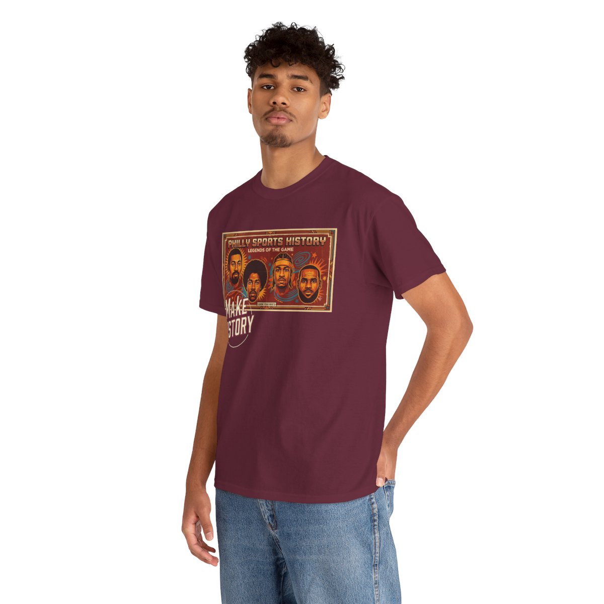 Make History Philly Basketball Legends graphic tee mockup 3