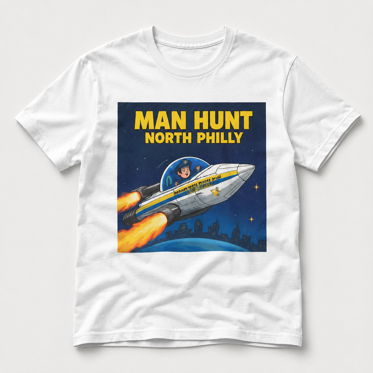Man Hunt North Philly PPD Rocket Ship Tee