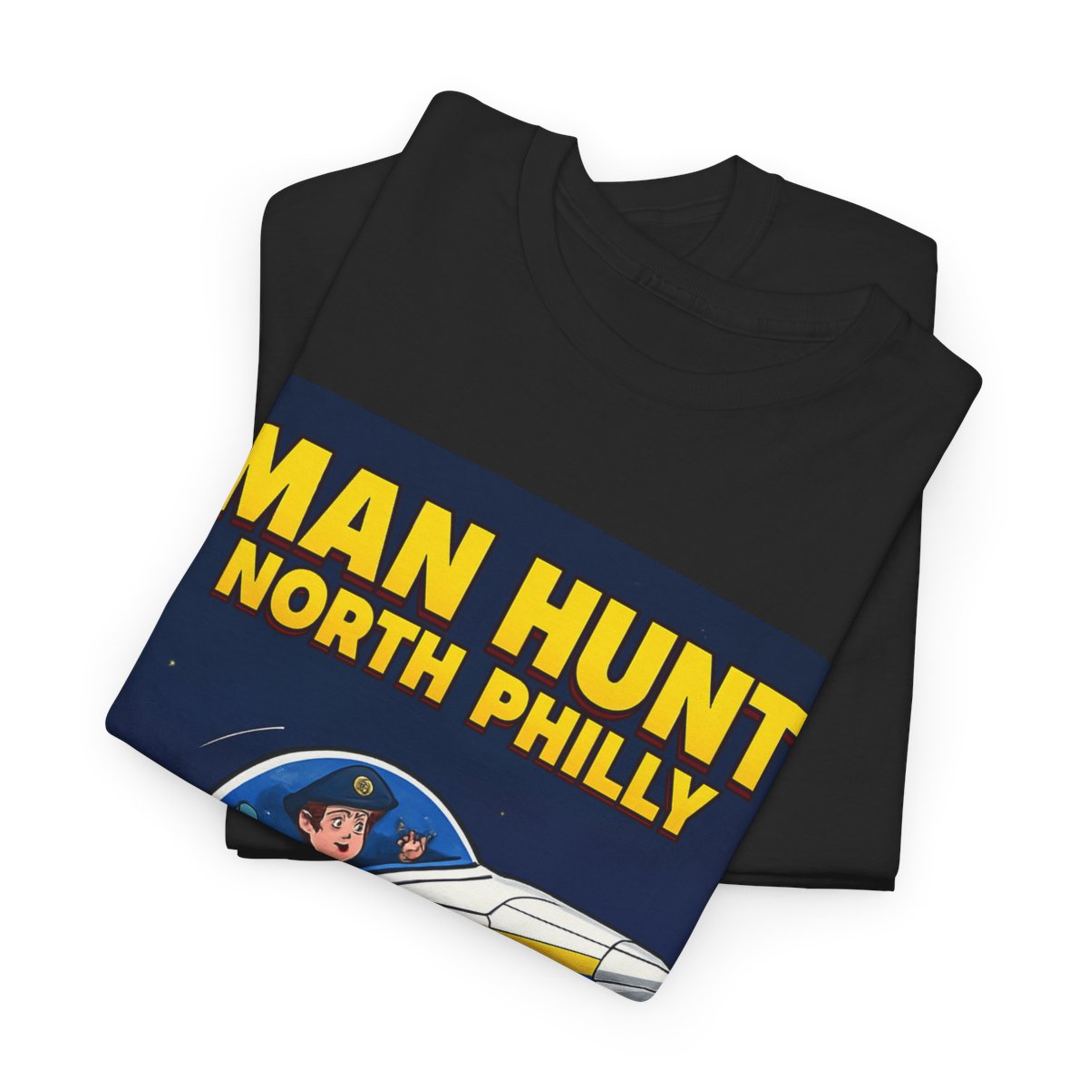Man Hunt North Philly PPD Rocket Ship Tee  mockup 3