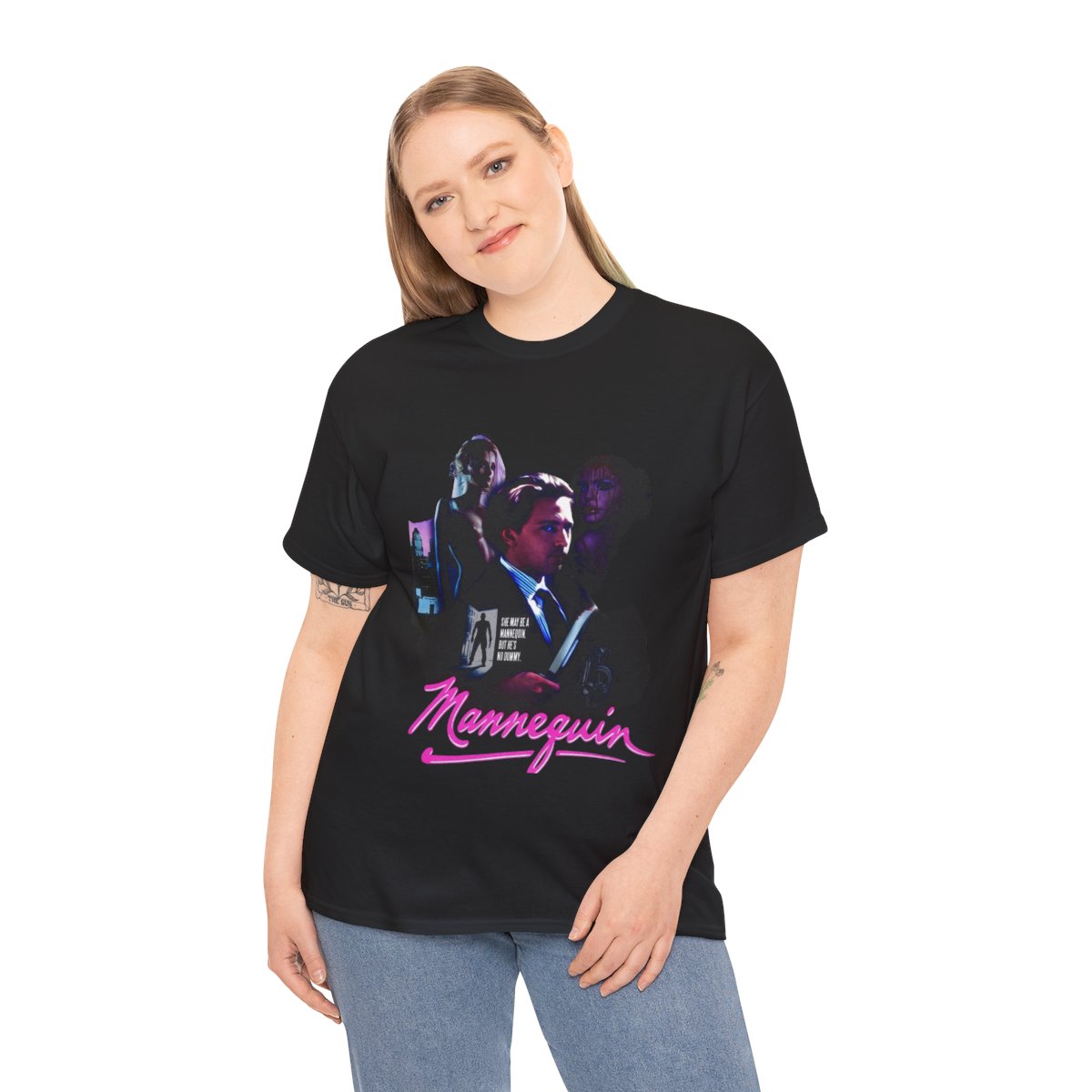 Mannequin | 1980s Neon Retro Film Graphic Tee mockup 2