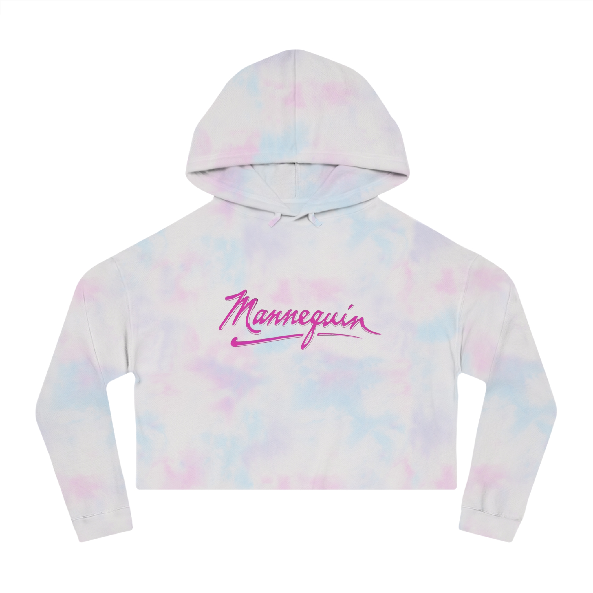 Mannequin Cropped Hoodie | White or Cotton Candy Tie-Dye mockup 1