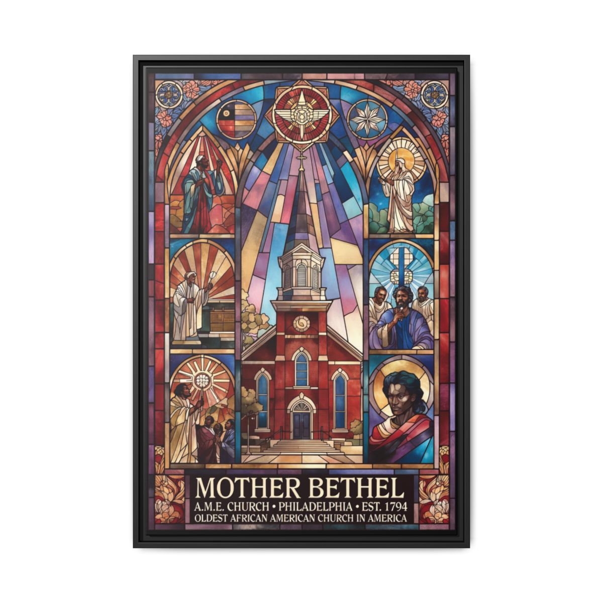 Mother Bethel AME Church Canvas | Stained Glass Philadelphia History Wall Art