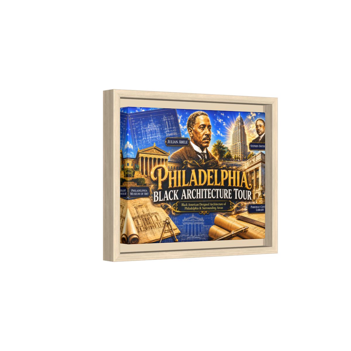 Philadelphia Black Architecture Tour Matte Canvas Print (Framed) mockup 2