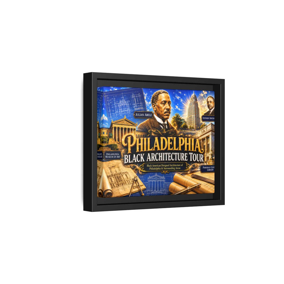 Philadelphia Black Architecture Tour Matte Canvas Print (Framed) mockup 4