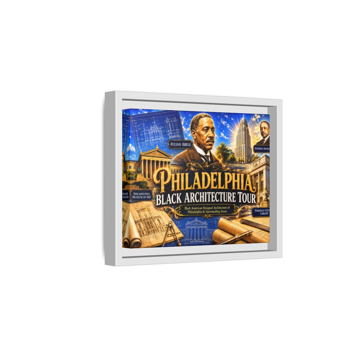 Philadelphia Black Architecture Tour Matte Canvas Print (Framed) mockup 8