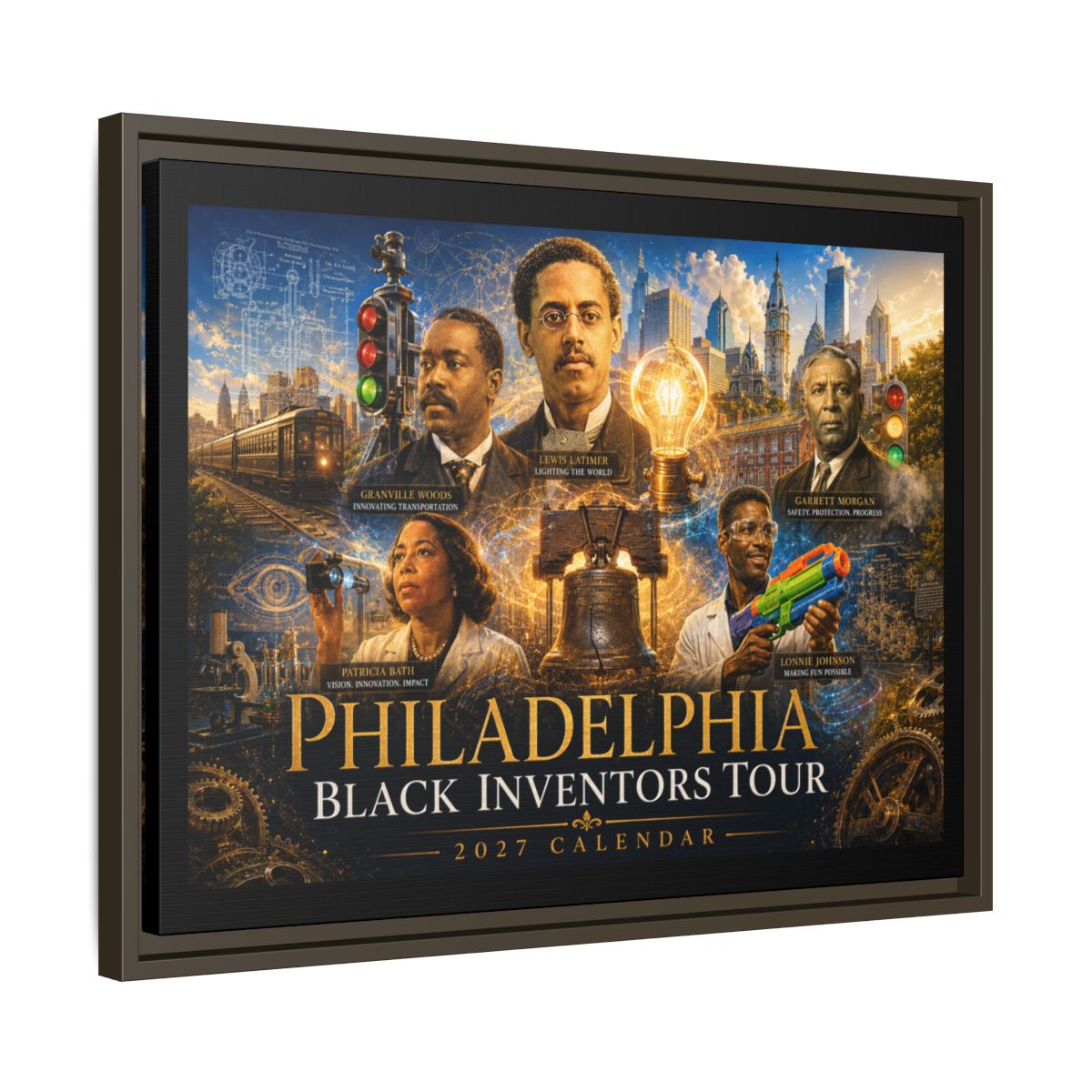 Philadelphia Black Inventors Tour Framed Canvas mockup 2