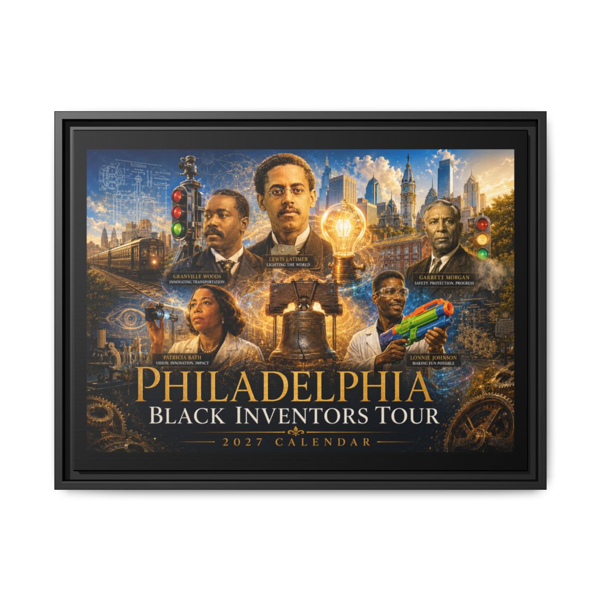 Philadelphia Black Inventors Tour Framed Canvas mockup 5