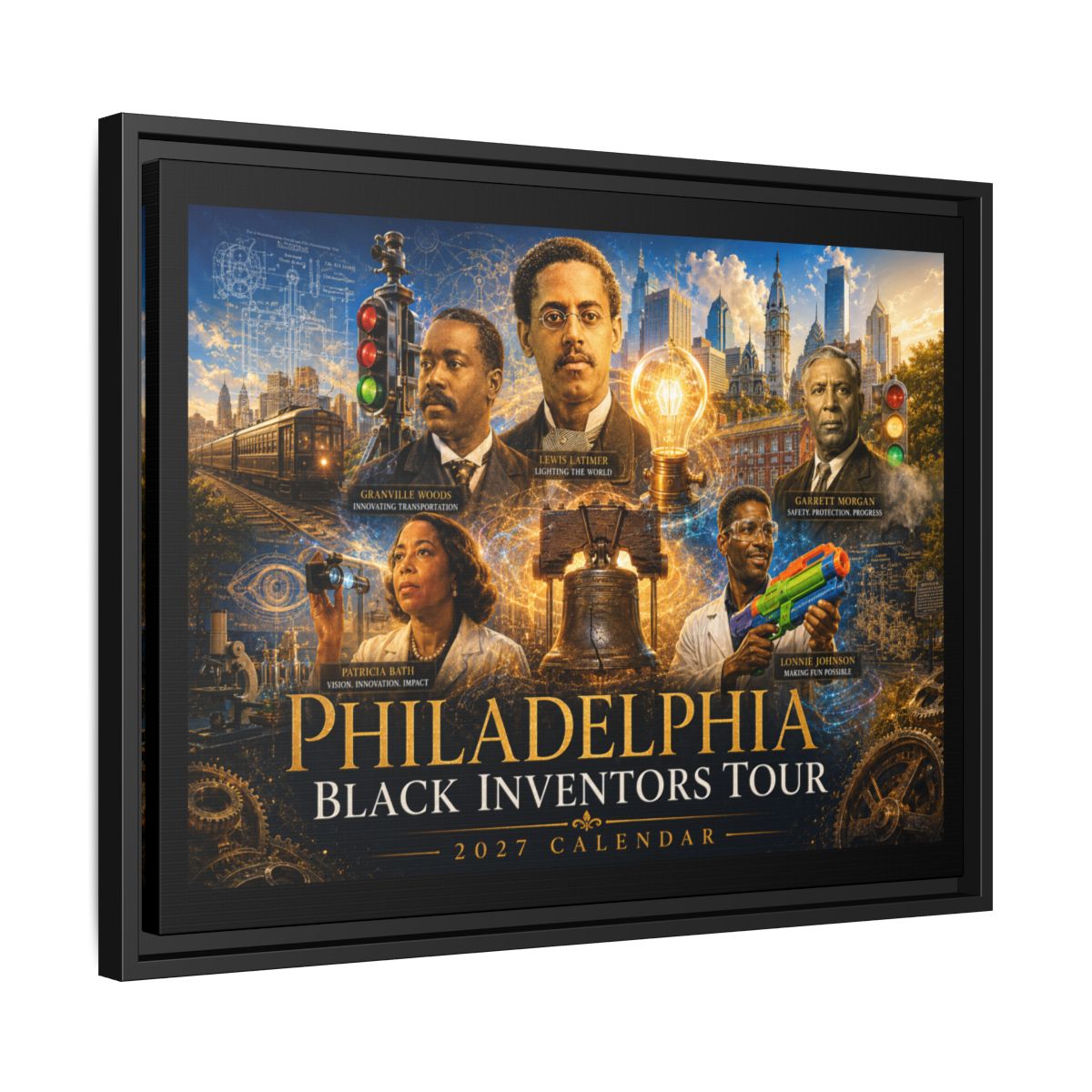 Philadelphia Black Inventors Tour Framed Canvas mockup 6
