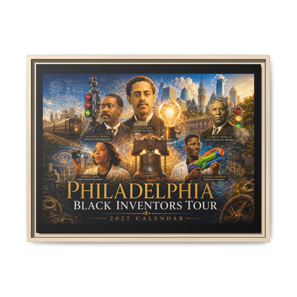 Philadelphia Black Inventors Tour Framed Canvas mockup 7