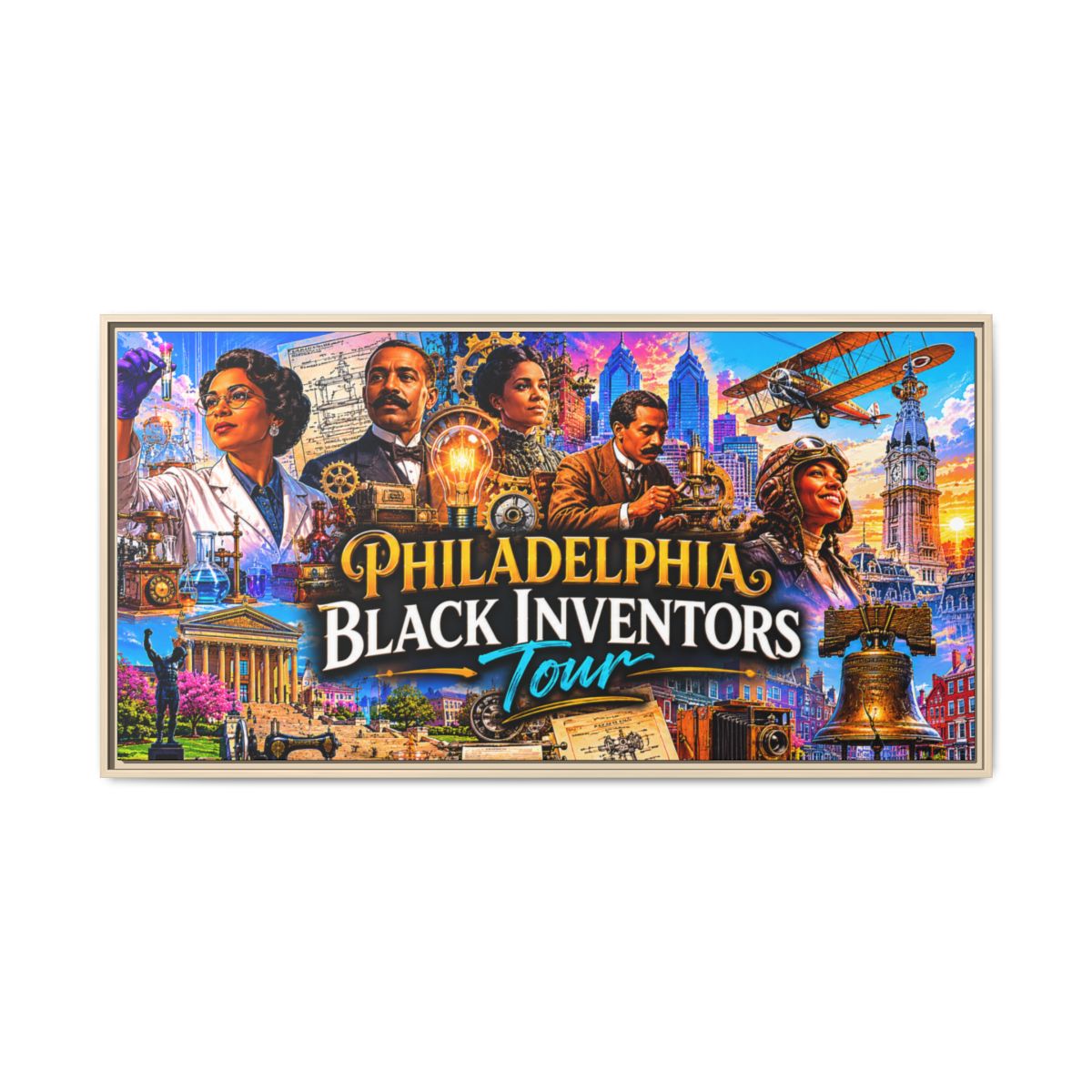 Philadelphia Black Inventors Tour Matte Canvas Framed Art mockup 1