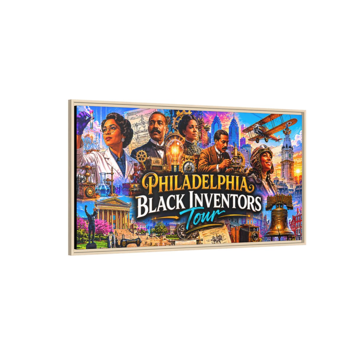 Philadelphia Black Inventors Tour Matte Canvas Framed Art mockup 2