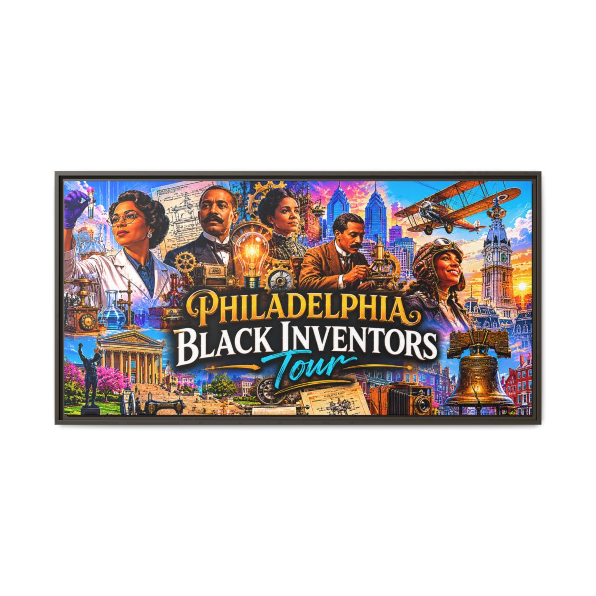 Philadelphia Black Inventors Tour Matte Canvas Framed Art mockup 3
