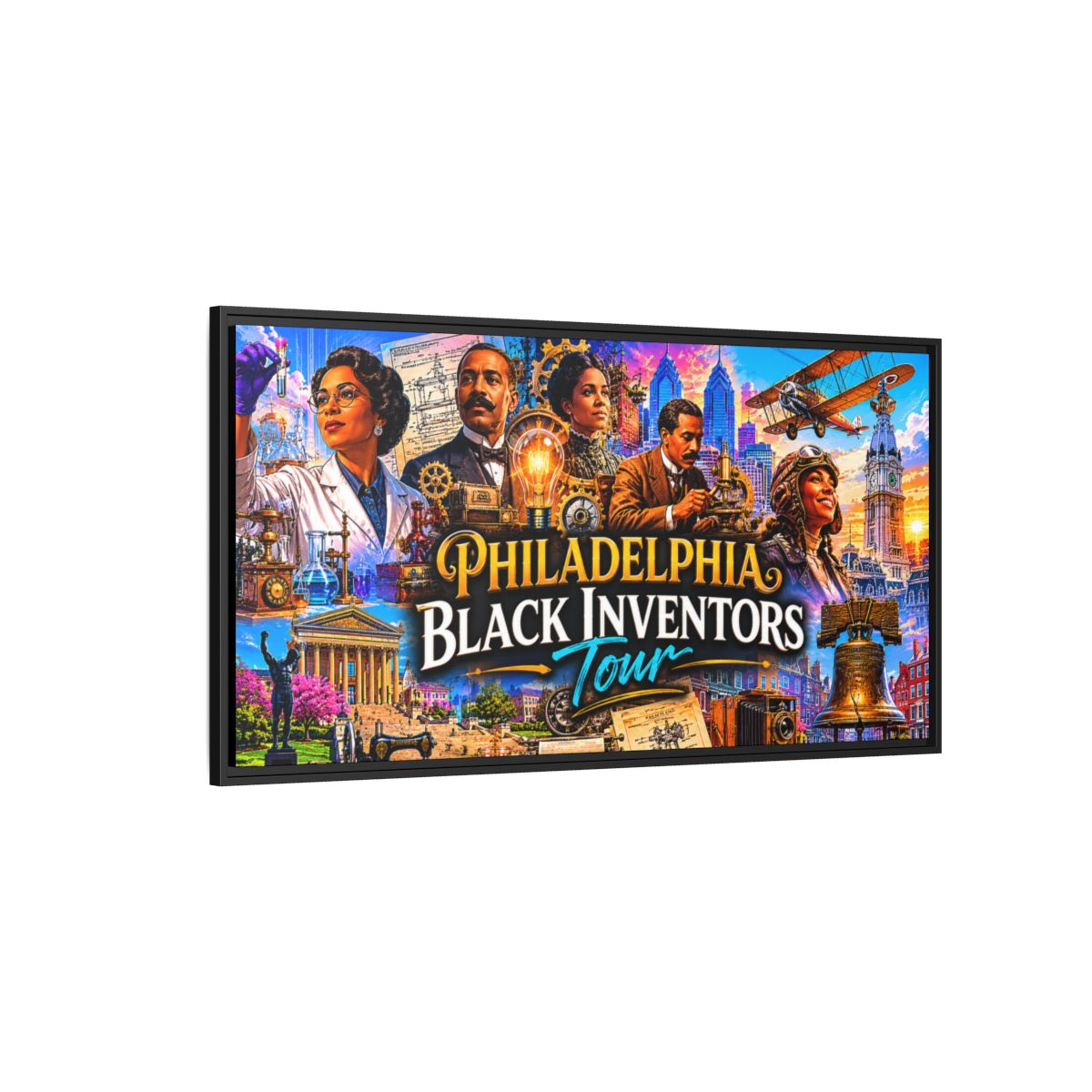 Philadelphia Black Inventors Tour Matte Canvas Framed Art mockup 6