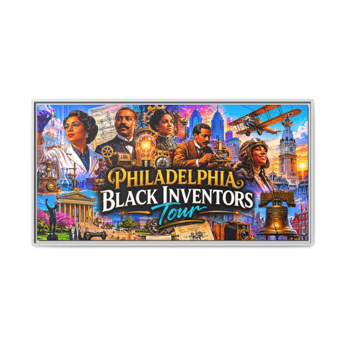 Philadelphia Black Inventors Tour Matte Canvas Framed Art mockup 7