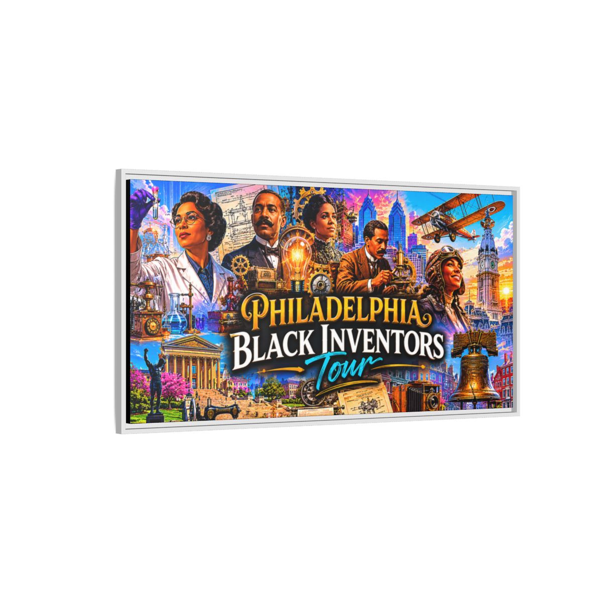 Philadelphia Black Inventors Tour Matte Canvas Framed Art mockup 8