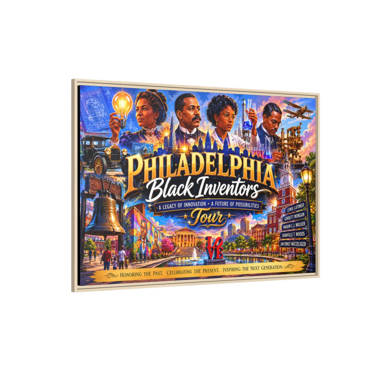 Philadelphia Black Inventors Tour Matte Canvas Framed Art mockup 10
