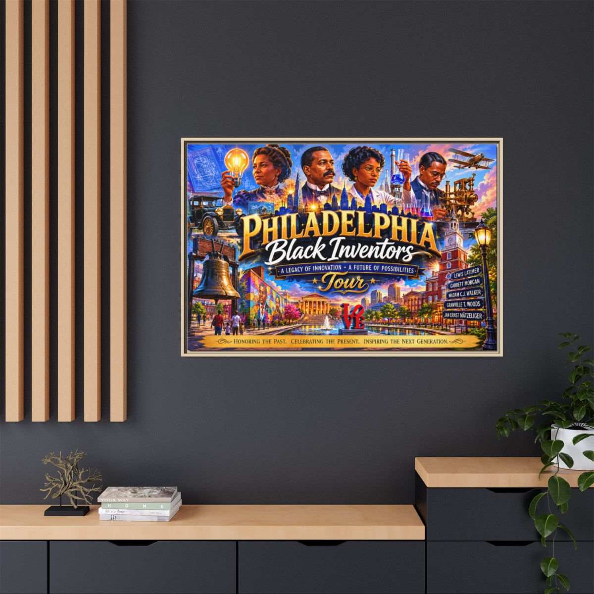 Philadelphia Black Inventors Tour Matte Canvas Framed Art mockup 12