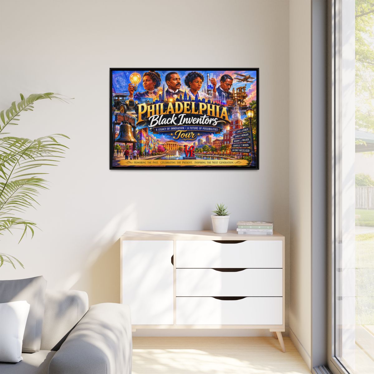 Philadelphia Black Inventors Tour Matte Canvas Framed Art mockup 15